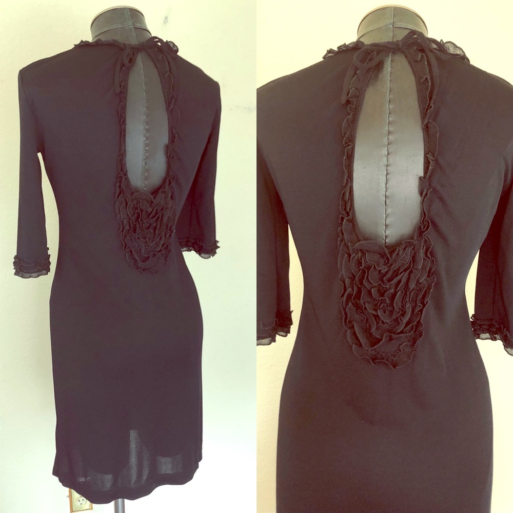 Moschino Ruffle Back Cutout Semi-Sheer Dress